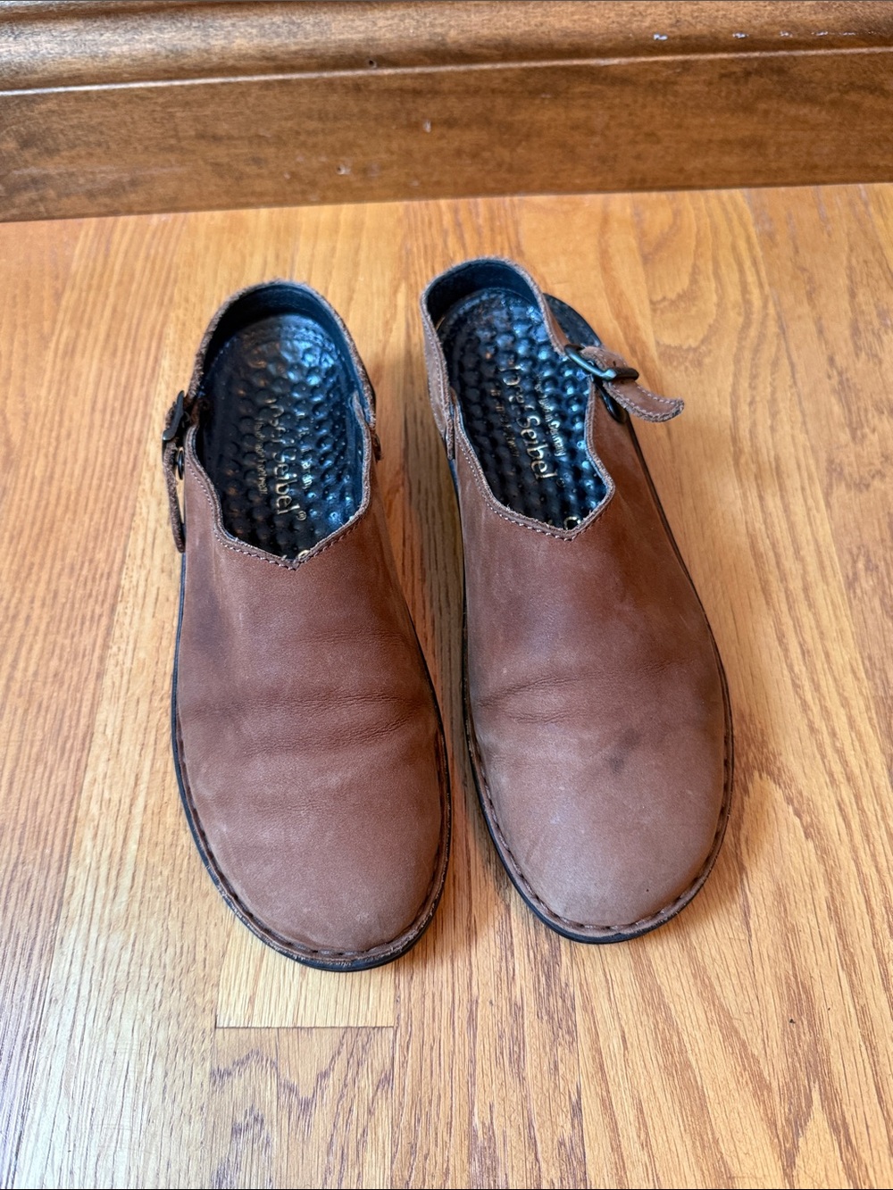 Josef Seibel Brown Leather Clogs Air Massage Footbed Adjustable Back Strap EU40